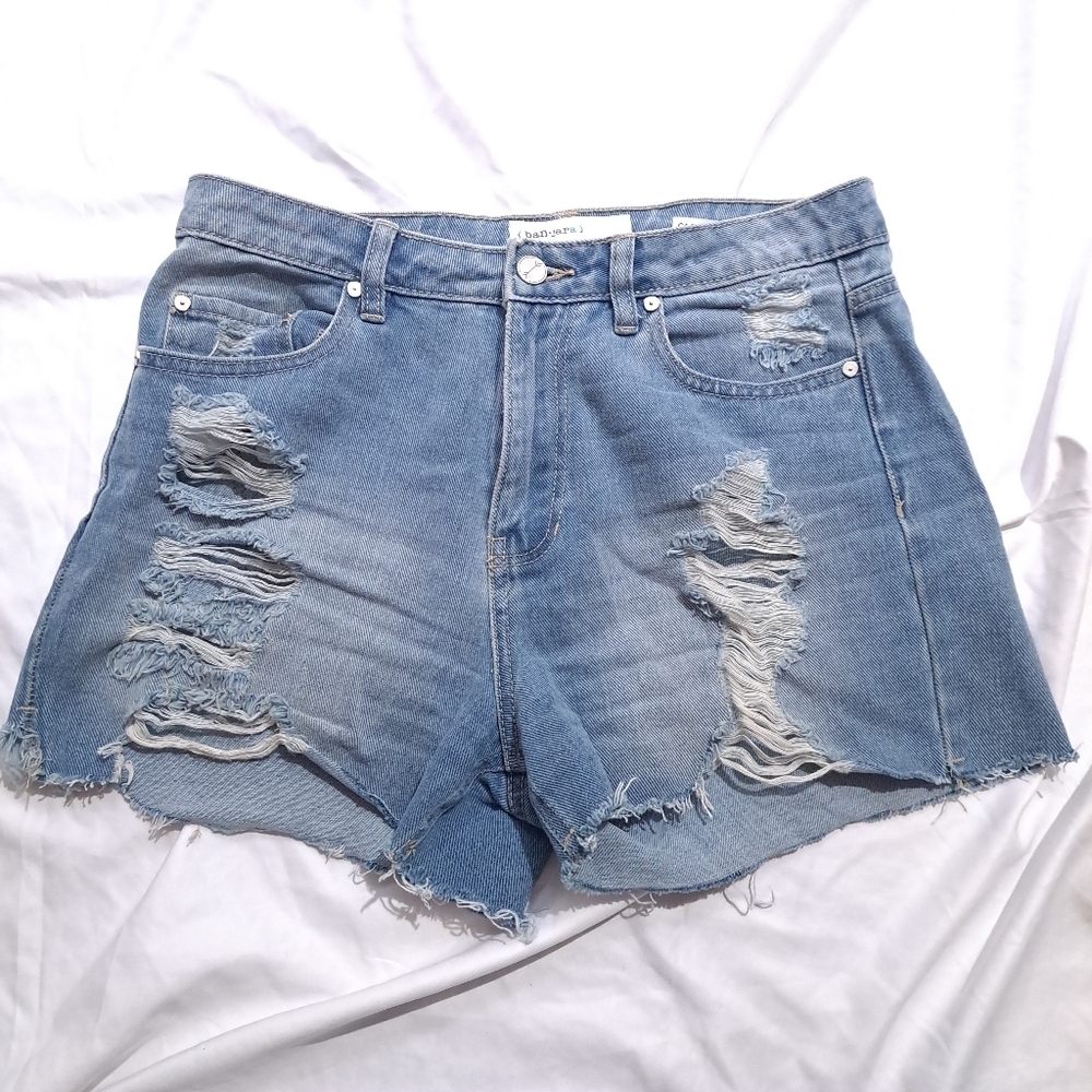 Ban Jara | Blue distressed ripped jeans women's short